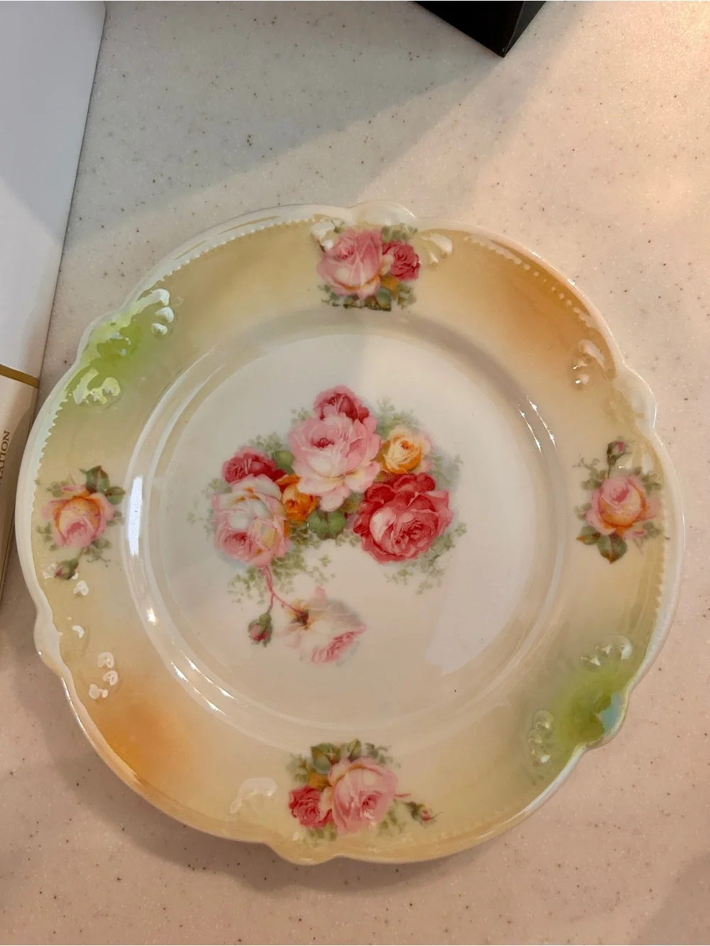 Set-4  Antique Schumann Bavaria Airbrushed Ombré Luster Rim Small Plates